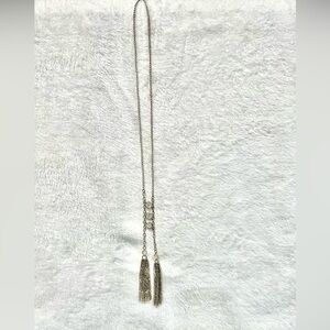 Vintage Gun Metal Tone Chain Ladder & Tassel Necklace